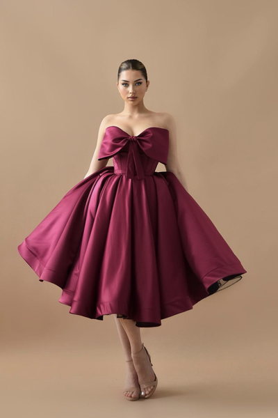One-shoulder Purple Prom Dress with Ribbon Bow – loveangeldress