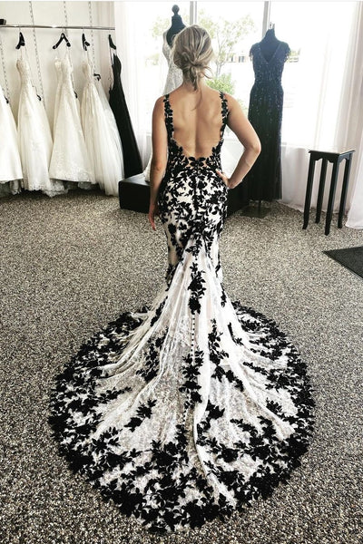 unique black lace wedding dresses