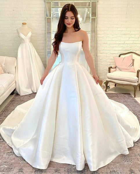 Ball Gown Strapless Cathedral Train Wedding Dress LD5787