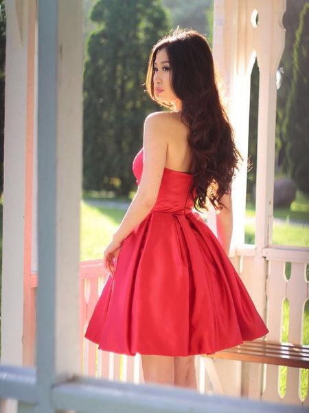 Aislin Red A-Line Short Dress