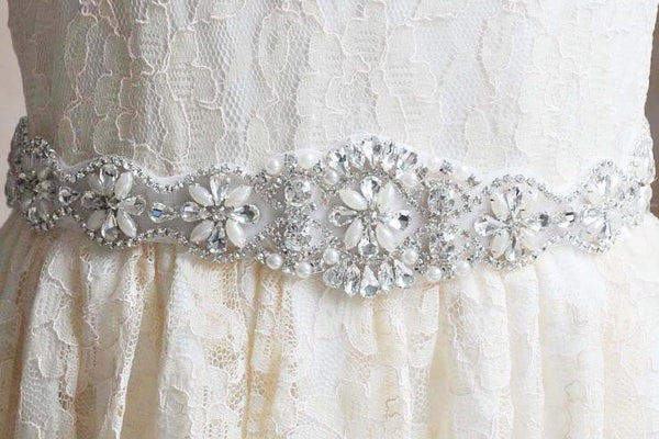 Bridal Belt Bridal Belt Rhinestone Silver Crystal and Pearl 
