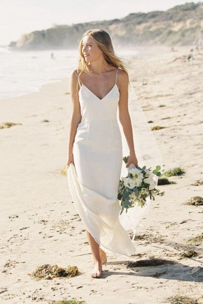Thin Straps Summer Wedding Dress for Seaside vestido de novia de
