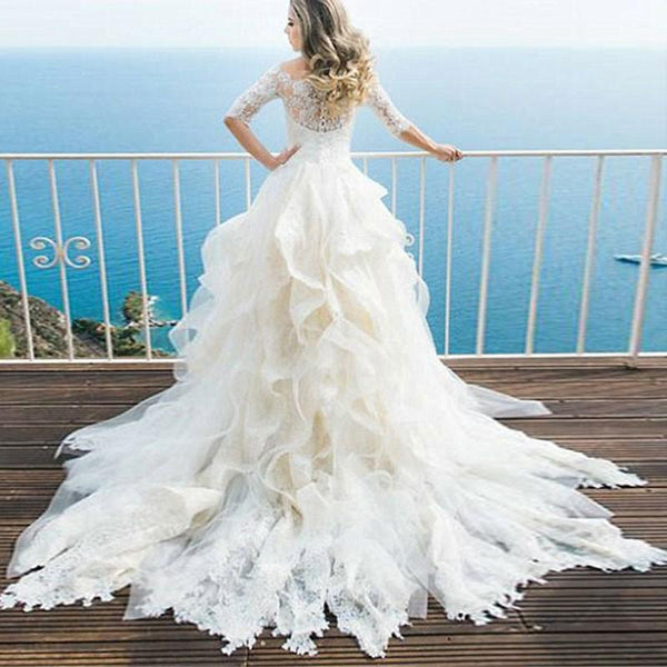 Off Shoulder Wedding Dress With Ruffle, Lace Bodice and Tulle Skirt With  Ruffle, Gorgeous Design Wedding Gown, Bridal Dress, Bride Dress -   Israel