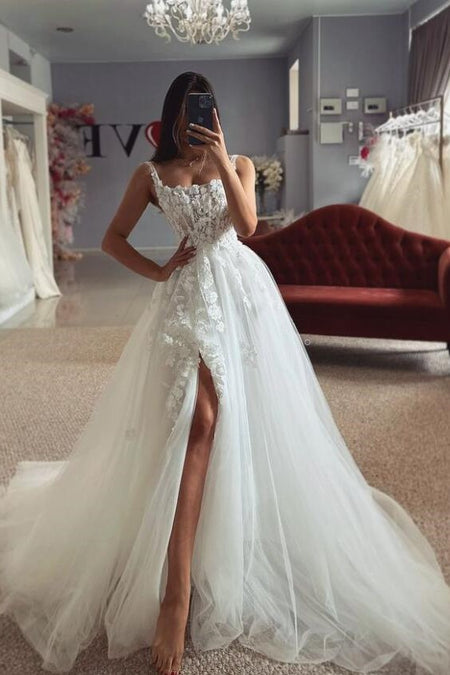 Ruching Sweetheart Wedding Dresses with Removable Train