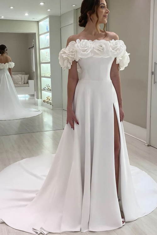 flowers-off-the-shoulder-wedding-dress-with-split-side