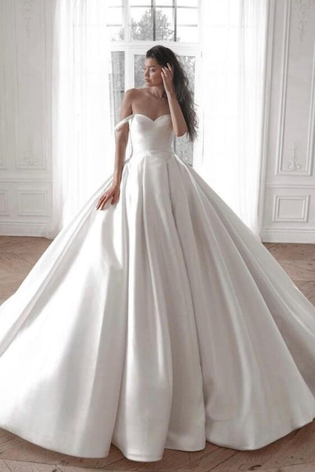 Ruching Sweetheart Wedding Dresses with Removable Train