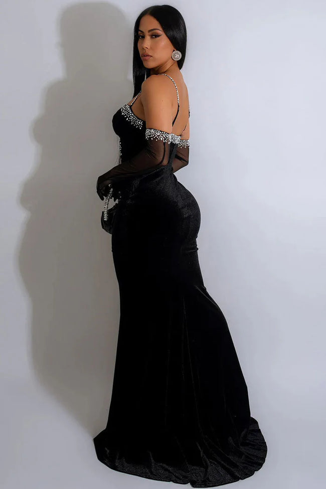 glamorous-velvet-black-pom-maxi-dress-with-rhinestone-bodice-1