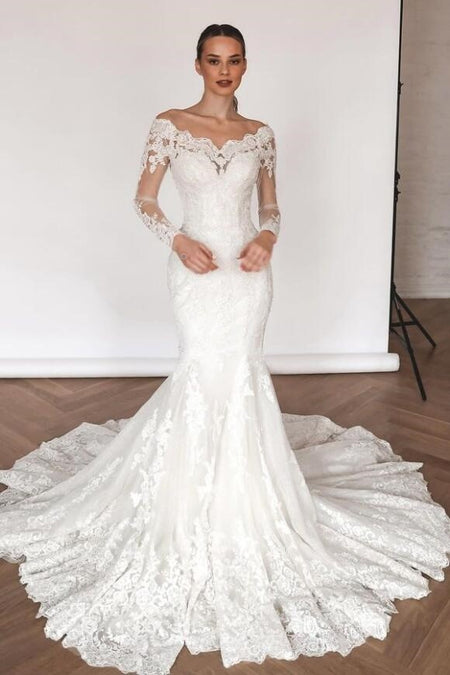 Lace Pearls Sleeveless Floral Wedding Dresses with V-neckline