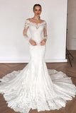 Mermaid Lace Wedding Dresses with Removable Train