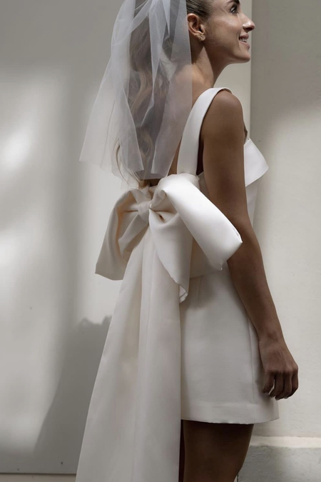 Satin White Mini Wedding Dress with Fold Strapless Neckline