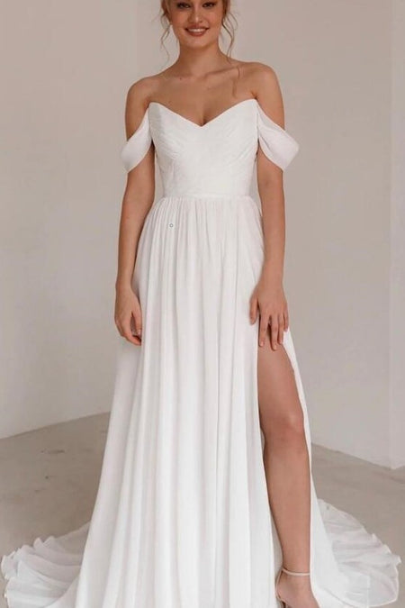 Plain Satin Bridal Dress with Double Shoulder Straps