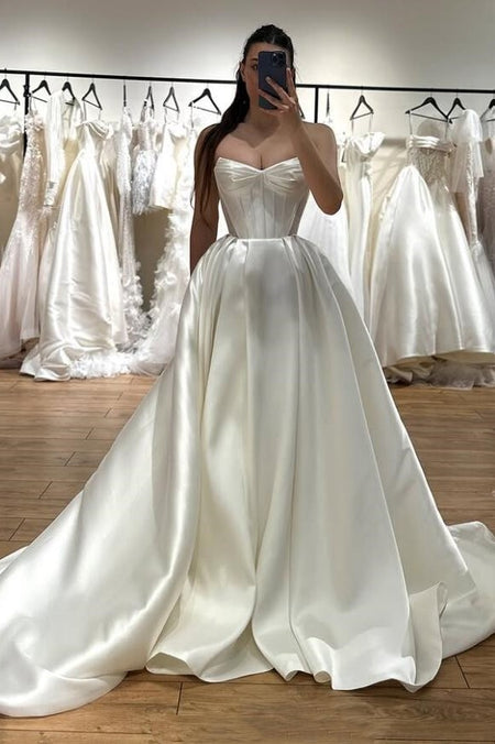 Ruffles Tulle Ivory Wedding Dress with Crystals Cap Sleeves