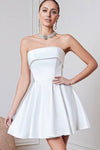 Satin White Mini Wedding Dress with Fold Strapless Neckline