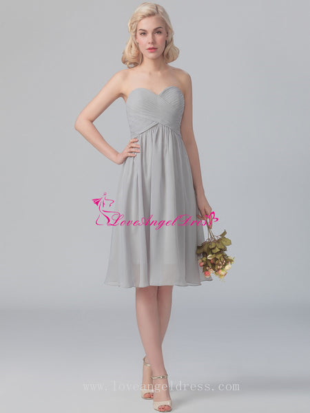 Sweetheart A-line Chiffon Short Gray Bridesmaid Dresses – loveangeldress