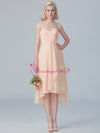 Chiffon Sweetheart Hi-lo Bridesmaid Dresses with Flower Sash