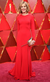 christine-lahti-red-satin-long-sleeves-celebrity-dresses