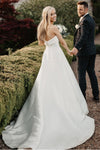 A-line Satin Wedding Dress with Fold Strapless Neck