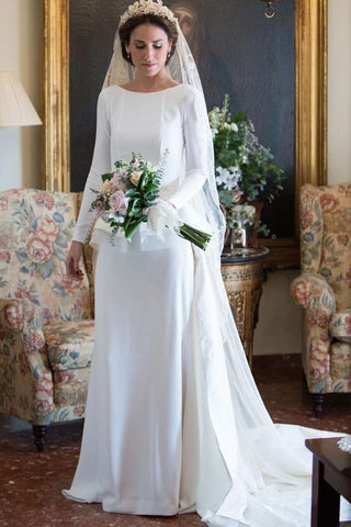 Peplum Long Sleeve Wedding Dress