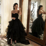 Black Ruffles Prom Gown with Strapless Corset