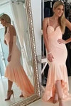 blush-pink-chiffon-prom-dresses-fish-tail-flounced-skirt