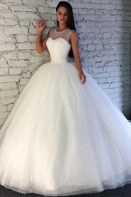 Sweetheart Lace Backless Princess Ball Gown Wedding Dresses