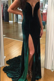 dark-green-velvet-prom-gown-plunging-v-neckline-vestido-de-formatura-2