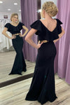 flounced-v-neckline-mermaid-evening-dress-with-god-belt