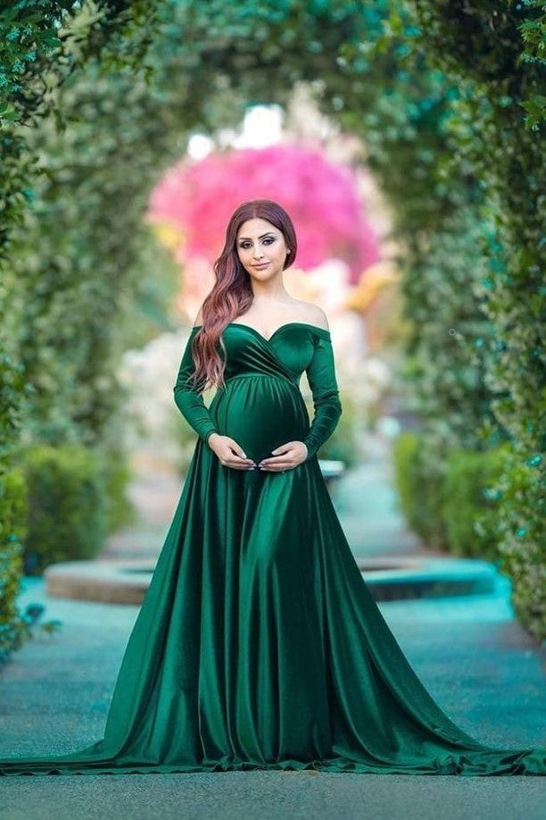 Winter Luxury Hunter Green Ruffled Kimono Dress For Pregnant Women V Neck  Maternity Photoshoot Dress At Affordable Price For Baby Shower And Bridal  Sleepwear From Manweisi, $83.97