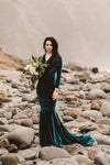 hunter-blue-velvet-prom-dresses-long-sleeves-2