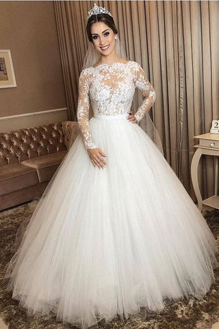 Ivory Tulle Bridal Gown with Illusion Lace Bodice – loveangeldress