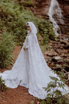 Lace Sheath Muslim Wedding Dress with Long Cape