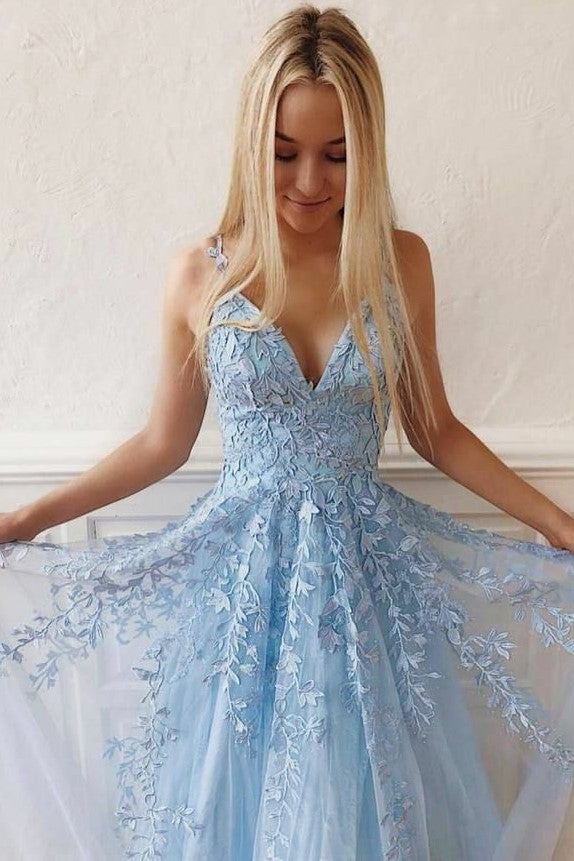 Blue Tulle Prom Dresses with Detachable Sleeves – loveangeldress