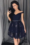 navy-blue-lace-homecoming-party-dress-short-off-the-shoulder-neckline