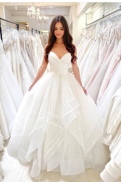 ruched-sweetheart-wedding-dresses-tulle-skirt