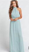 Sage Green Bridesmaid Chiffon Dresses with High Collar Neck