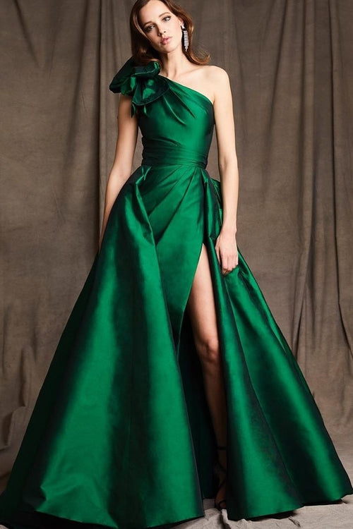 satin-green-single-shoulder-prom-gown-with-leg-slit