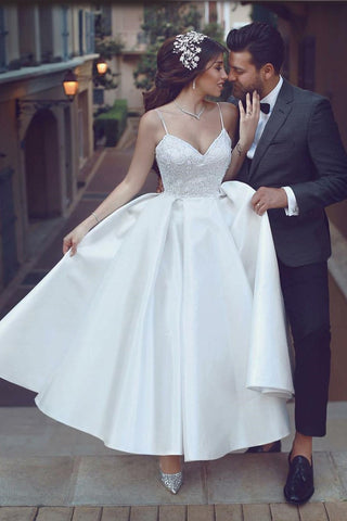 Casual Short White Wedding Dress with Pink Bow Straps – loveangeldress