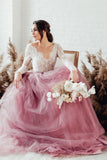 see-through-long-sleeves-bride-dress-wedding-tulle-skirt