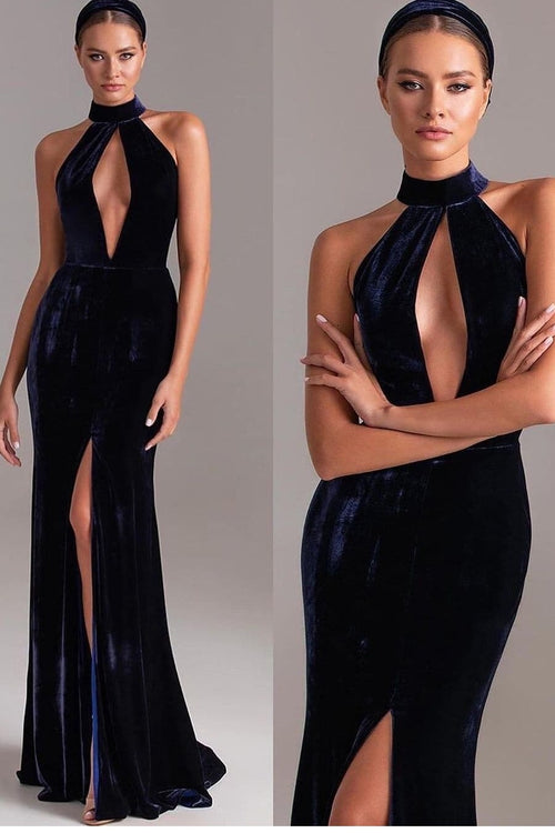 sexy-long-velvet-prom-dresses-high-neck