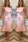 slim-fit-sleeveless-satin-pink-bridesmaid-dress-tea-length