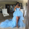 Sweetheart Light-blue Hi-Low Prom Dress with Layers Skirt