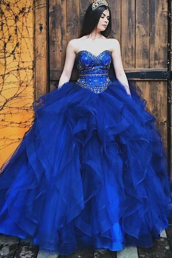 Long Sleeves Royal Blue Sweet 16 Quinceanera Dresses With Handmade Flowers  V Neck Ball Gown Prom Dress Custom Made Arabic Formal Wear From  Suelee_dress, $167 | DHgate.Com