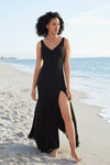 v-neck-black-chiffon-prom-dresses-with-leg-slit