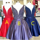 V-neckline Beads Royal Blue Homecoming Dress for Sale